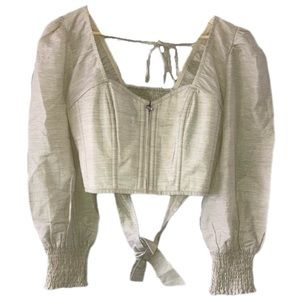 Corset Story Linen Cropped Corset Top w/ Elasticated Back